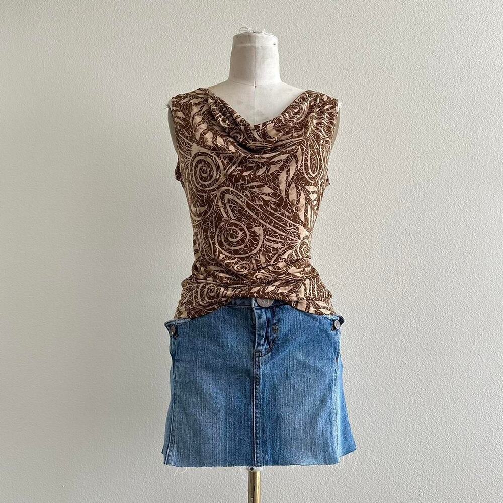 vintage JKLA brown beige retro abstract sleeveless top